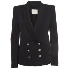 Pierre Balmain Black Crepe Double Breasted Blazer S