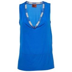 Missoni Blau Seide V-Ausschnitt Ärmelloses Top S