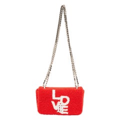 Burberry Red Terry Fabric Mini Love Lola Shoulder Bag