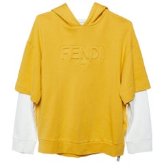 Fendi Felpa con cappuccio in cotone giallo con logo in rilievo 12 anni