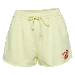 Gucci Yellow Cotton Logo Patch Shorts M