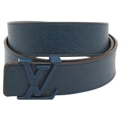Louis Vuitton Blue Leather LV Intials Belt 90CM