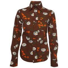 Dsquared2 Chemise à manches longues en coton imprimé fleurs Brown S