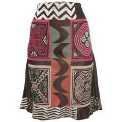 Etro Multicolor Geometric Intarsia Knit Midi Skirt M