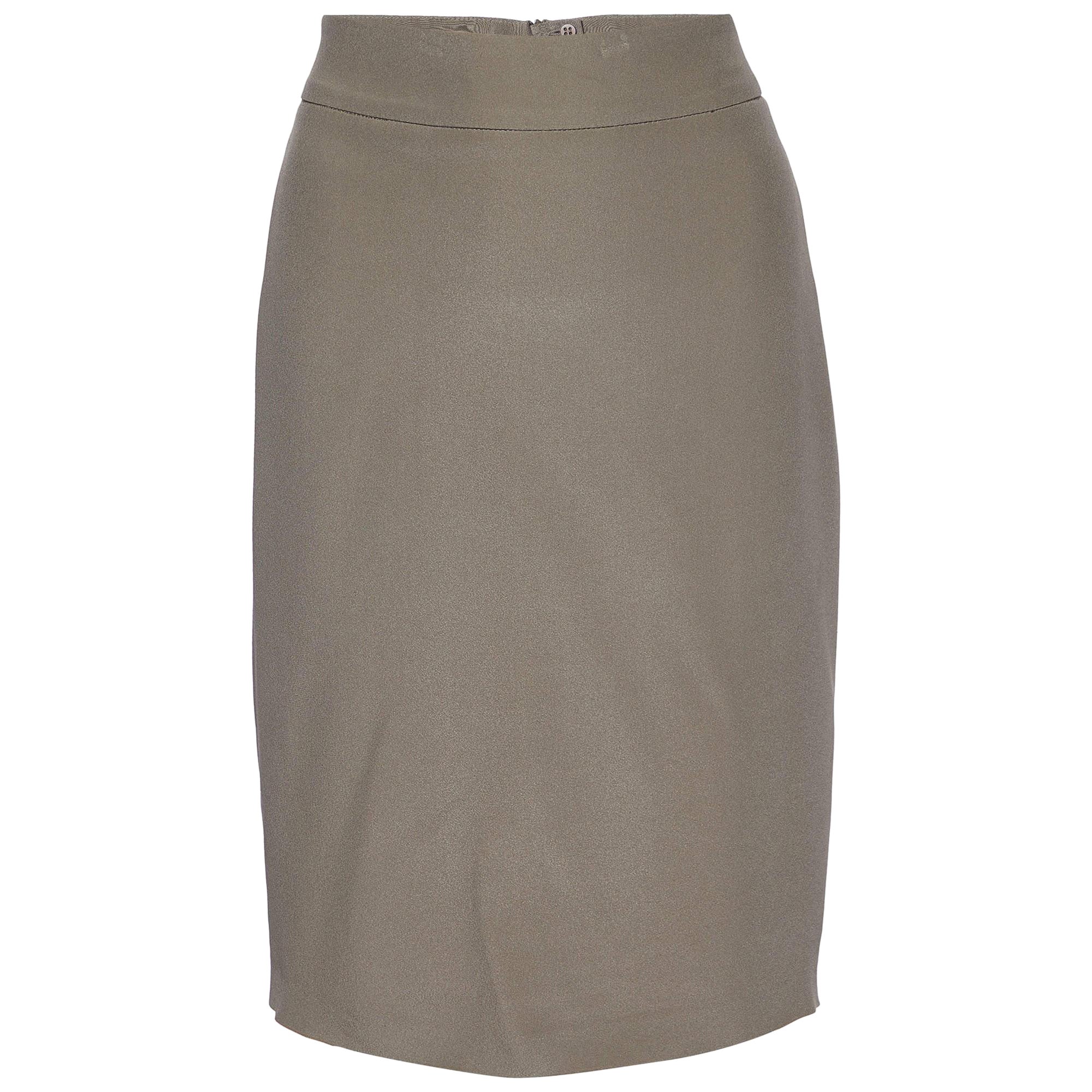 Armani Collezioni Jupe fourreau en crêpe de soie Brown M.