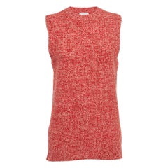 Ganni Top senza maniche in maglia rosso/rosa XS