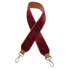 Fendi Red/Black Zucca Velvet Shoulder Bag Strap