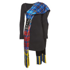 Versace Black Crepe Wrapped Scarf Accent Mini Dress S