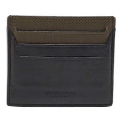 Bottega Veneta Black/Olive Green Leather Card Holder