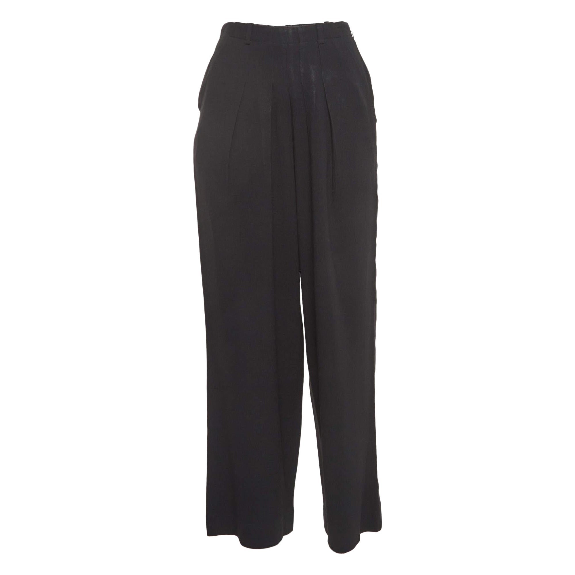 Chloe Black Crepe Pleated Trousers XS For Sale