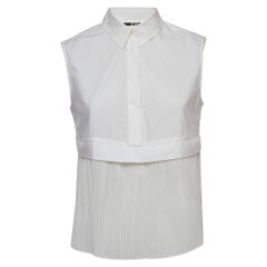 McQ by Alexander McQueen Blusa blanca de algodón plisado sin mangas S