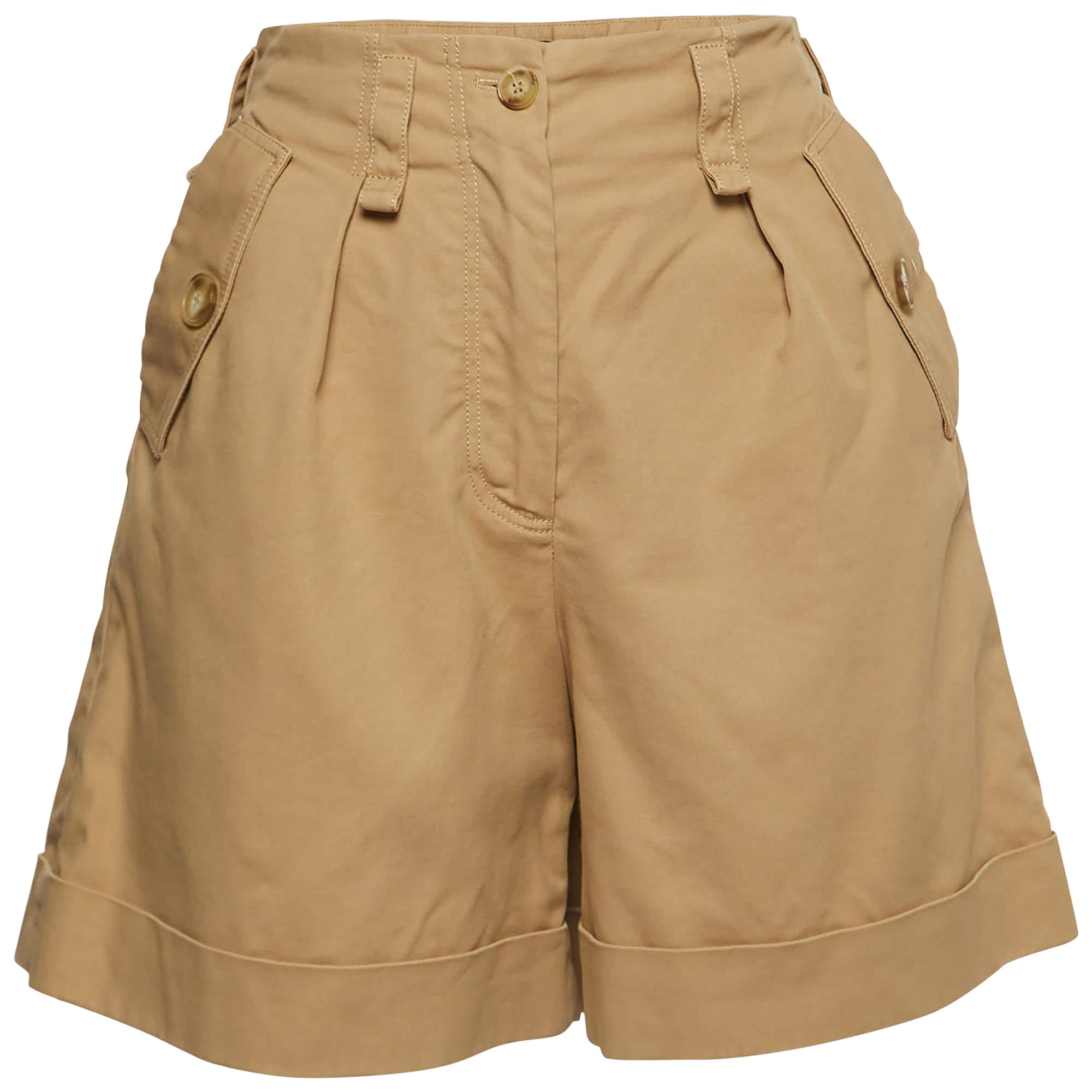 Maje Beige Cotton High Waist Shorts S