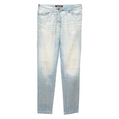 Roberto Cavalli Blue/Silver Metallic Print Denim Jeans S Waist 30''