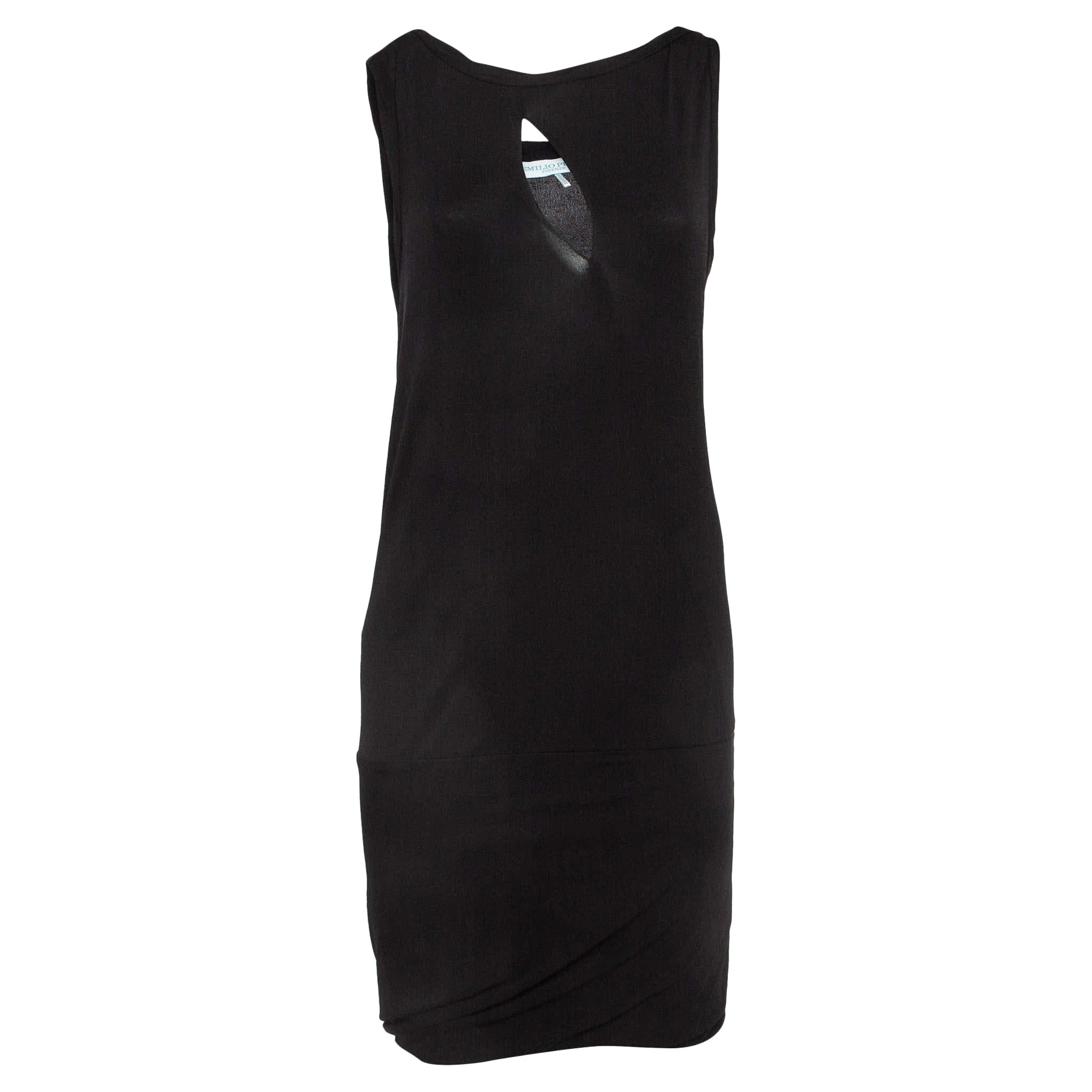 Emilio Pucci Firenze Black Silk Jersey Mini Dress M For Sale