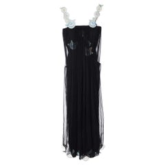 Giorgio Armani Abito svasato in tulle nero impreziosito S