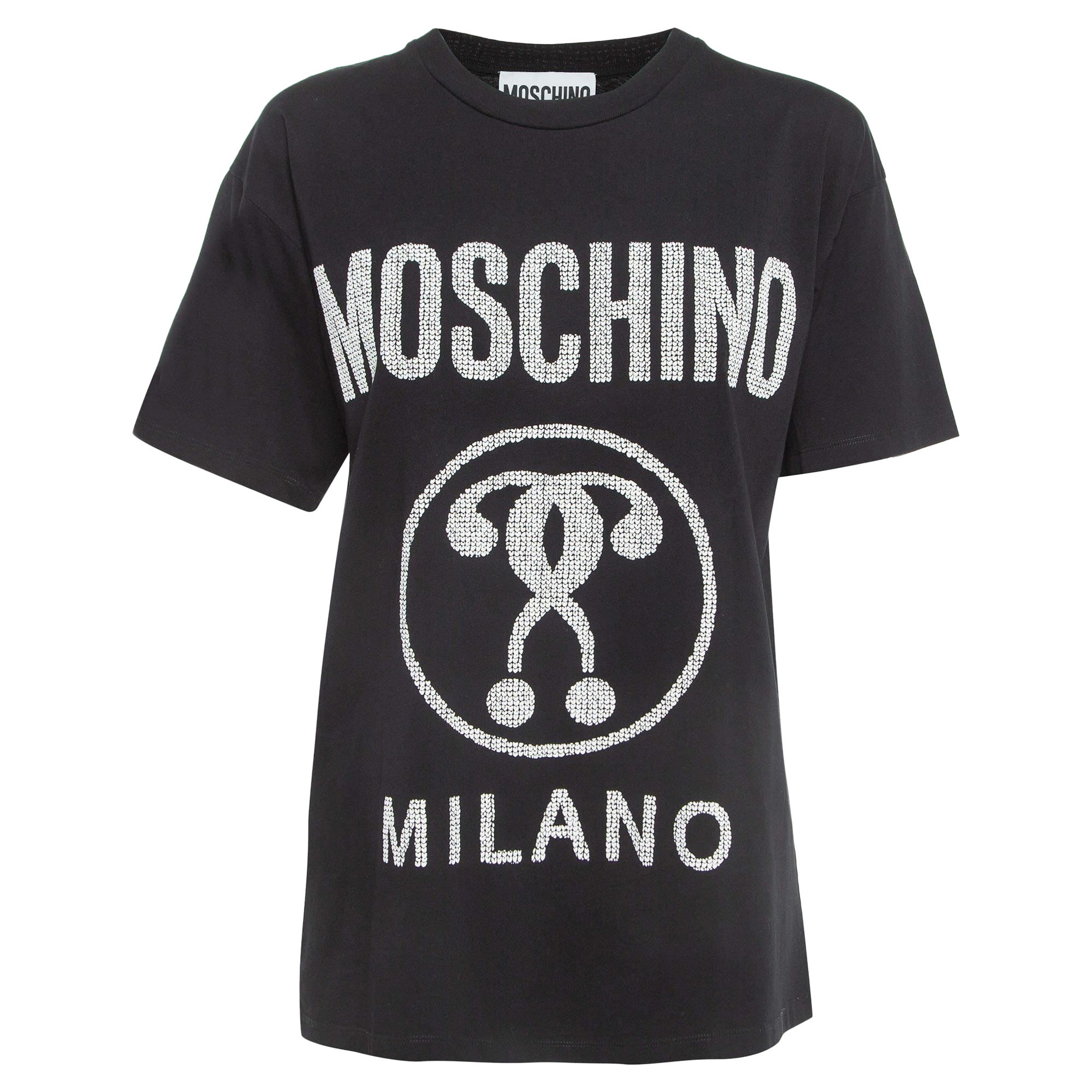 Moschino Couture  Camiseta de algodón negra de media manga con logo XS