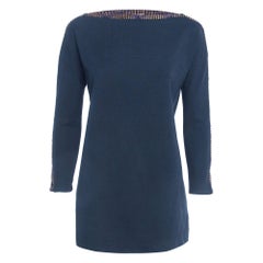 M Missoni Maglietta blu navy in misto cotone con maniche abbottonate S.I.M.