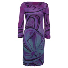 Emilio Pucci Multicolor Print Jersey Long Sleeve Dress M