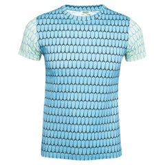 Kenzo Maglietta girocollo in cotone stampato blu a maniche corte XS