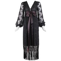 Givenchy Haute Couture Black Silk Embroidered Gown W/Fringe Detail No. 57292 3