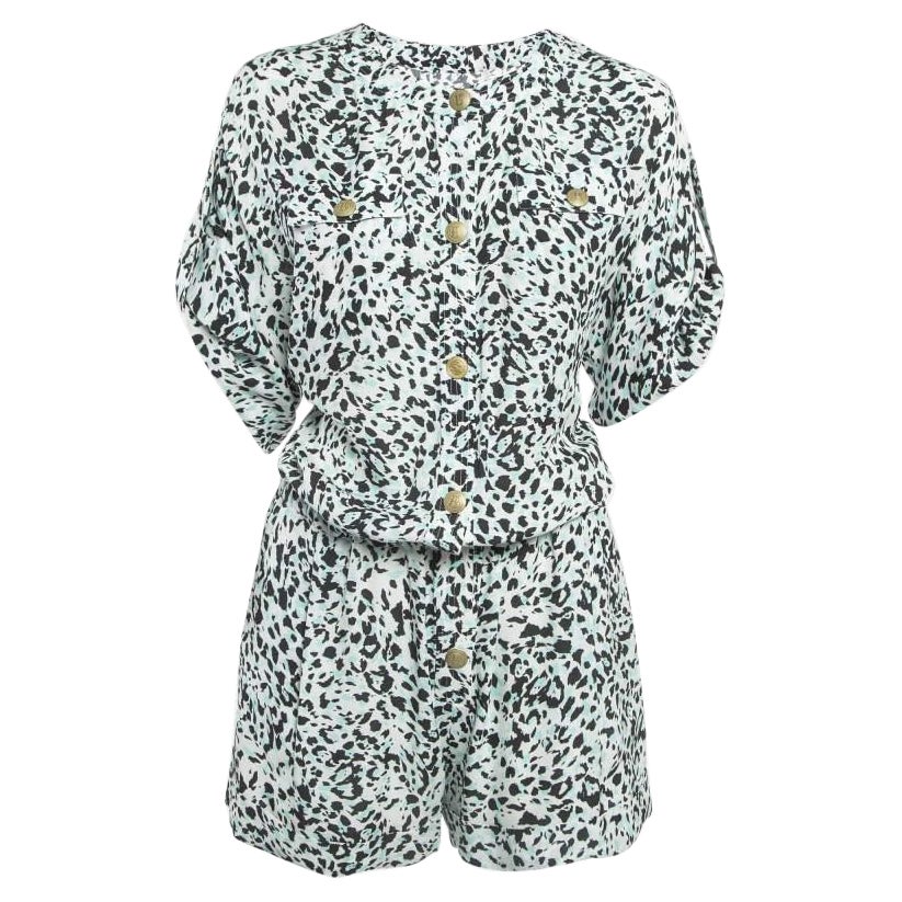 Pierre Balmain Mono de seda estampado multicolor blanco S en venta