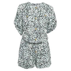 Pierre Balmain - Combinaison-pull en soie blanche imprimée multicolore S