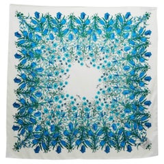 Gucci White/Blue Floral Print Silk Square Scarf