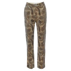 Sportmax Beige Hose aus Samt mit Paisleymuster und geradem Ausschnitt M