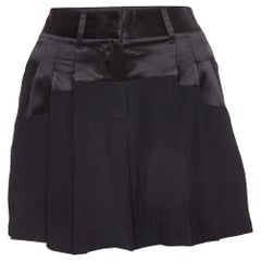 Roberto Cavalli Black Silk Pleated Shorts M