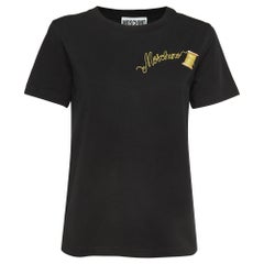 Moschino Couture Black Logo Embroidered Cotton Half Sleeve T-Shirt M