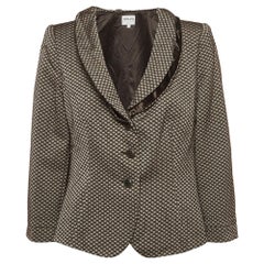 Armani Collezioni Vintage Marrón Jacquard Blazer de un solo pecho XL