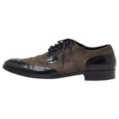 Dolce & Gabbana Black/Grey Brogue Leather and Suede Lace Up Derby Size 43