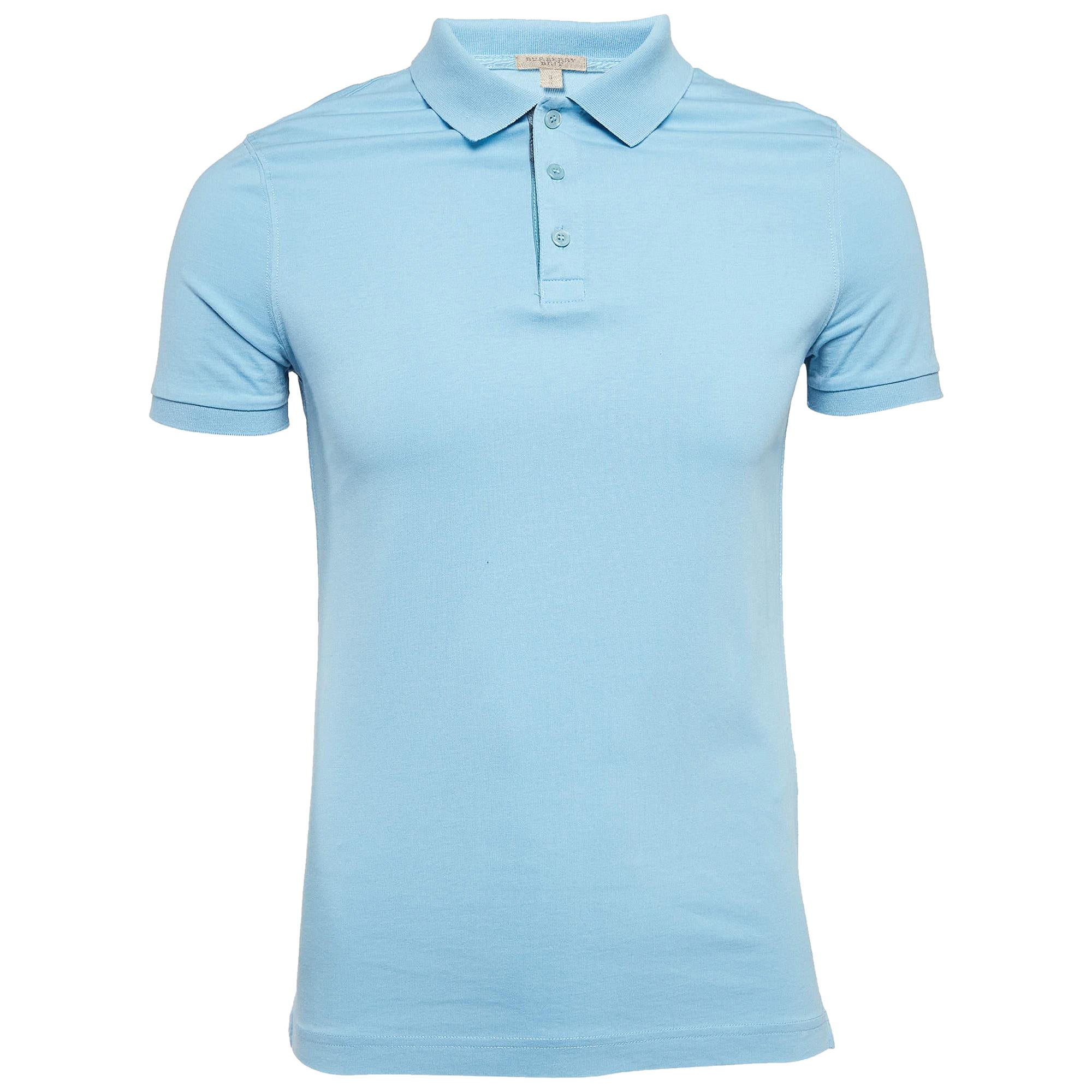 Burberry Brit Blue Cotton Half Sleeve Polo T-Shirt S For Sale