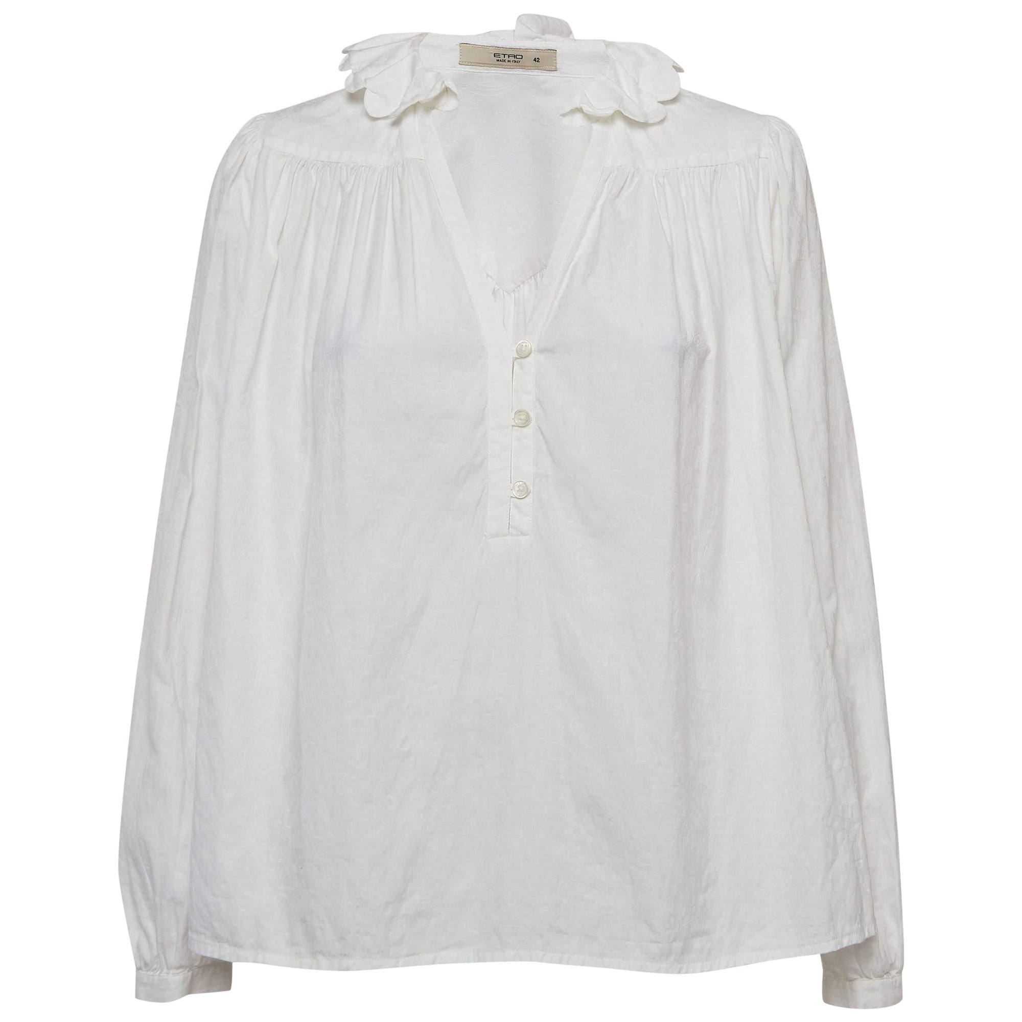 Etro Camicetta in cotone a fantasia paisley bianca M.