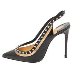 Christian Louboutin Patent Leather PVC Brigadine Spike Slingback Sandals Size 38