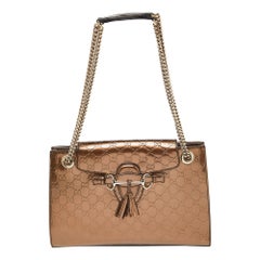 Gucci Brown Guccissima Patent Leather Large Emily Shoulder Bag