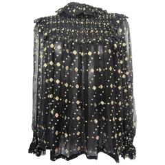 YVES SAINT LAURENT black silk blouse 2