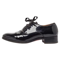 Christian Louboutin Black Patent Leather Lace Up Derby Size 41