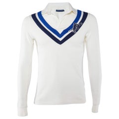 Ralph Lauren Polo de sport polo blanc à rayures chevron M