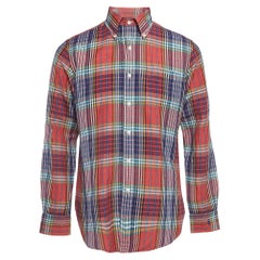 Ralph Lauren Multicolor Tartan Check Linen Blend Custom Fit Shirt M