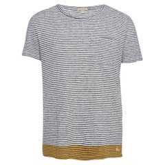 Burberry Brit Camiseta de media manga de rayas blancas en mezcla de lino L