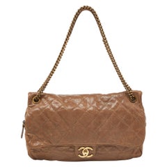Chanel Brown Quilted Caviar Leather Large Shiva Flap Bag