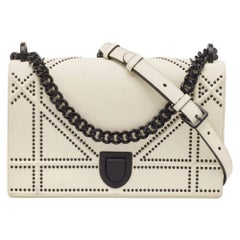 Dior White Leather Medium Diorama Flap Shoulder Bag