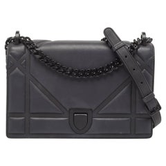 Dior Black Matte Leather Medium Diorama Flap Shoulder Bag
