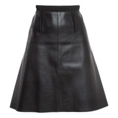 Sportmax Gonna corta nera in Georgette e pelle M.