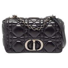 Dior Black Cannage Leather Medium Caro Shoulder Bag