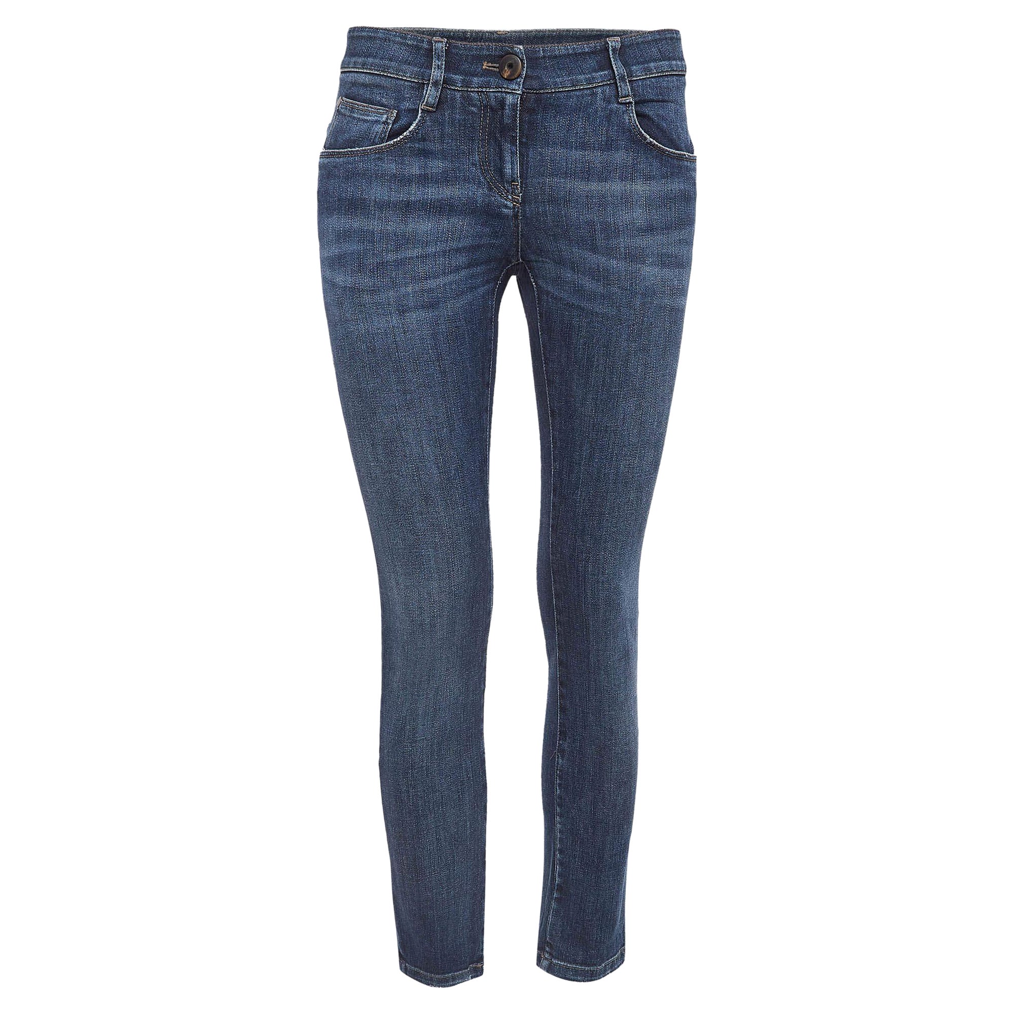 Brunello Cucinelli  Vaqueros pitillo azul marino S Cintura 28