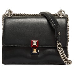 Fendi Black Leather Mini Kan I Shoulder Bag