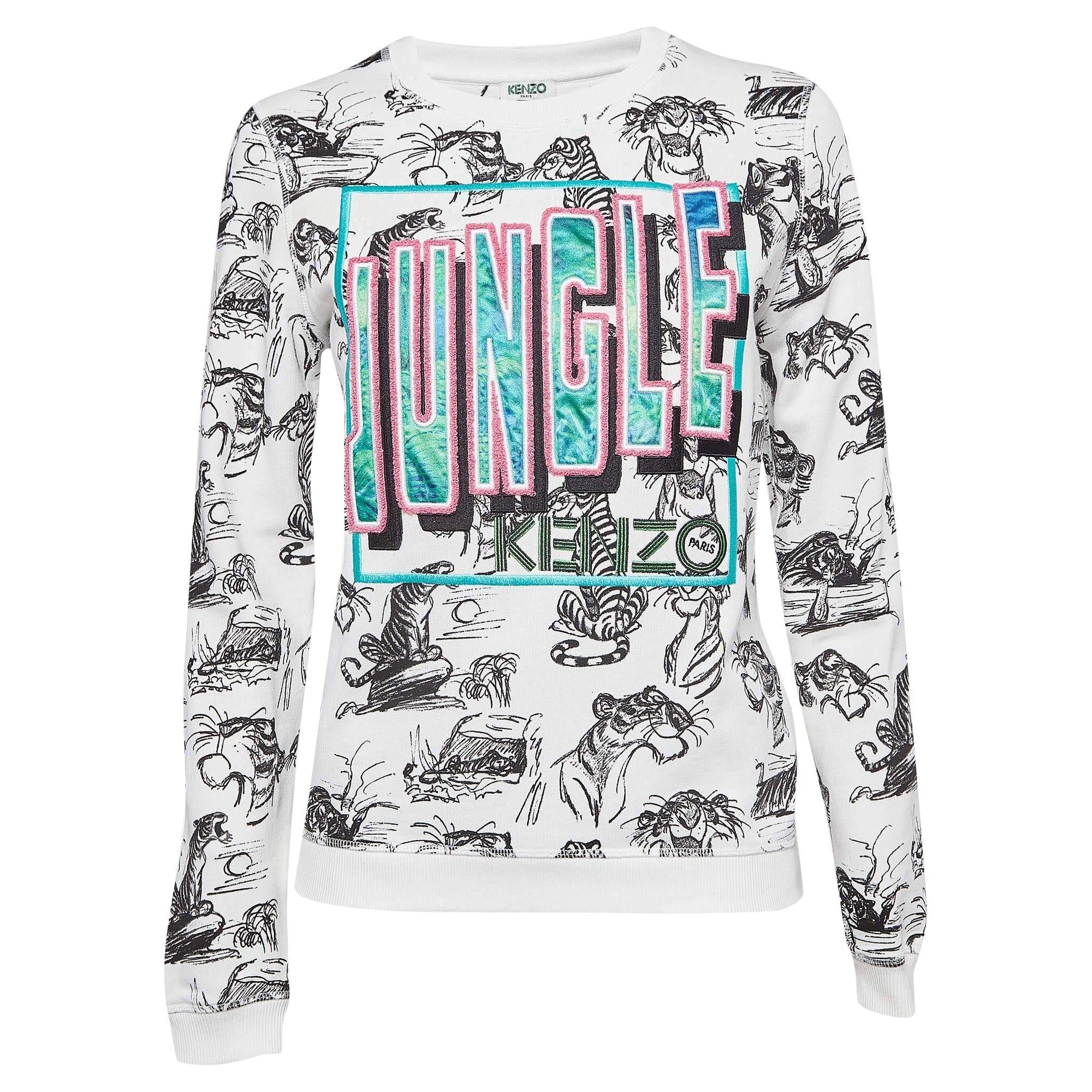 Kenzo White Jungle Embroidered Cotton Knit Crew Neck Sweatshirt S.S. White Jungle Embroidered Cotton Knit Sweatshirt S.S. White Jungle Embroidered Cotton Knit Neck Sweatshirt S.S. White Jungle Embroidered Cotton Knit Sweatshirt S.S. White Jungle Embroidered Cotton Knit Neck Sweatshirt S.S. White Jungle Embroidered Cotton Knit Sweatshirt S.S. White Jungle Embroidered Cotton Knit Neck Sweatshirt S.S. White Jungle Embroidered Cotton Knit Neck Sweatshirt S.S. in vendita
