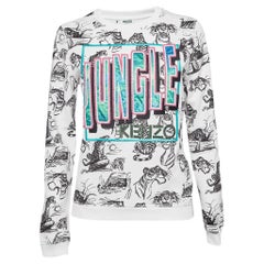 Kenzo - Sweat-shirt à col ras du cou en maille de coton brodé Jungle blanc S